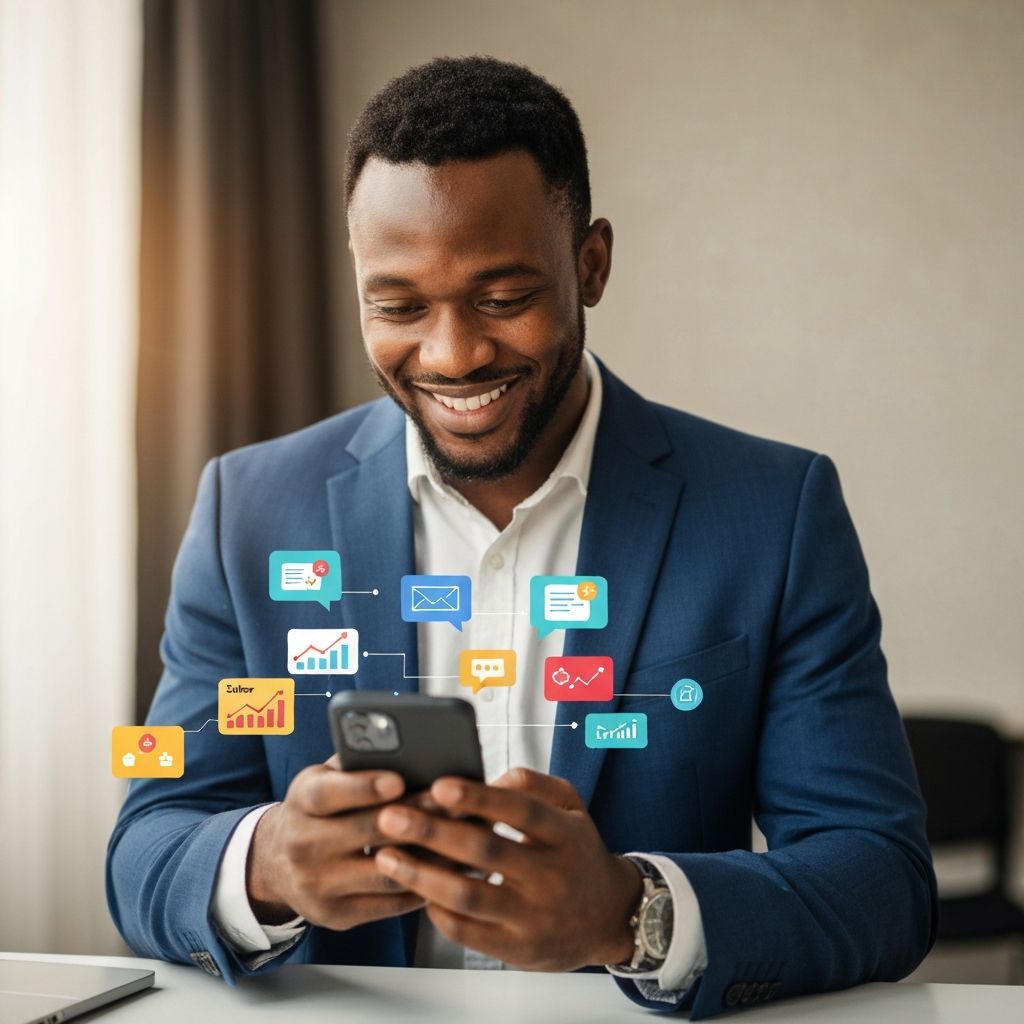 Entrepreneur africain utilisant des solutions de paiement mobile